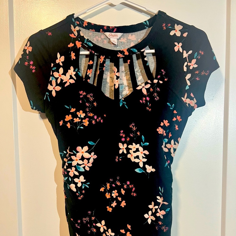 CANDIES caged floral top Y2K